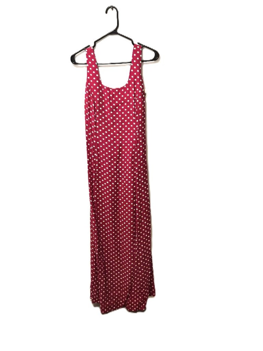 Vintage Selina Red Polka Dot Maxi Dress Canada Rayon Summer Dress Size 8 NOS
